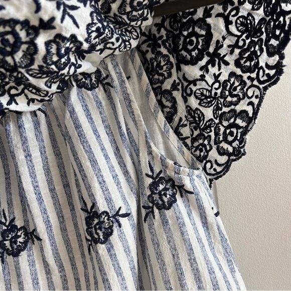 Entro Embroidered Bohemian Striped Floral Top - Picture 2 of 8